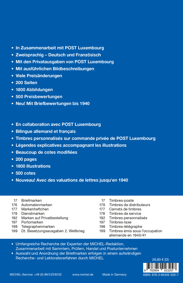 Michelin postimerkkikirja - Luxemburg 2021 (NB-kirja saksaksi ja ranskaksi) 