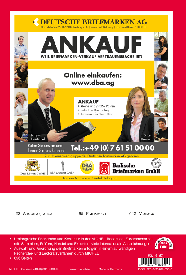 Michelin postimerkkikirja - Länsi-Eurooppa (Andorra, Ranska ja Monaco) 2021 (Huom. kirja saksaksi)